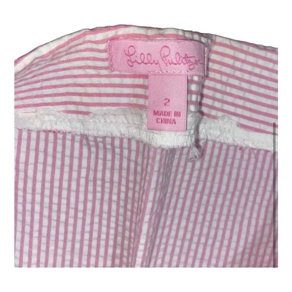 Lilly Pulitzer Pink Seersucker Scalloped Hem Mini Skirt size 2 - Picture 3 of 3